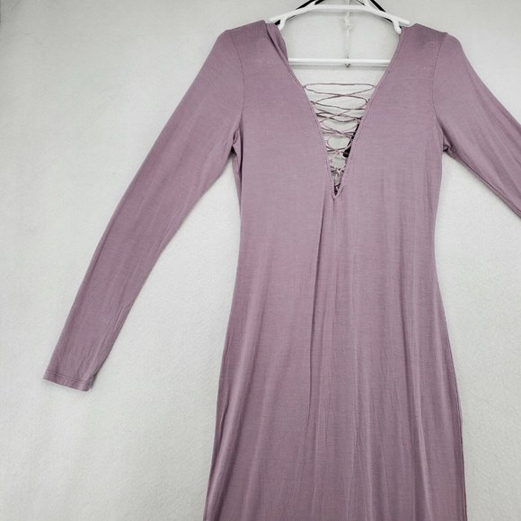 NWT FOREVER 21 Dress Women's Lace up Bodice & Back V-Neck Purple Large - Picture 11 of 12